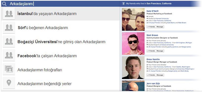 Facebook Sosyal Ağ Araması - Graph Search